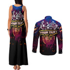 Step Into Horror Domain Lions Football Couples Matching Tank Maxi Dress and Long Sleeve Button Shirt Halloween Horror Movie Characters - Aussie Hoodie