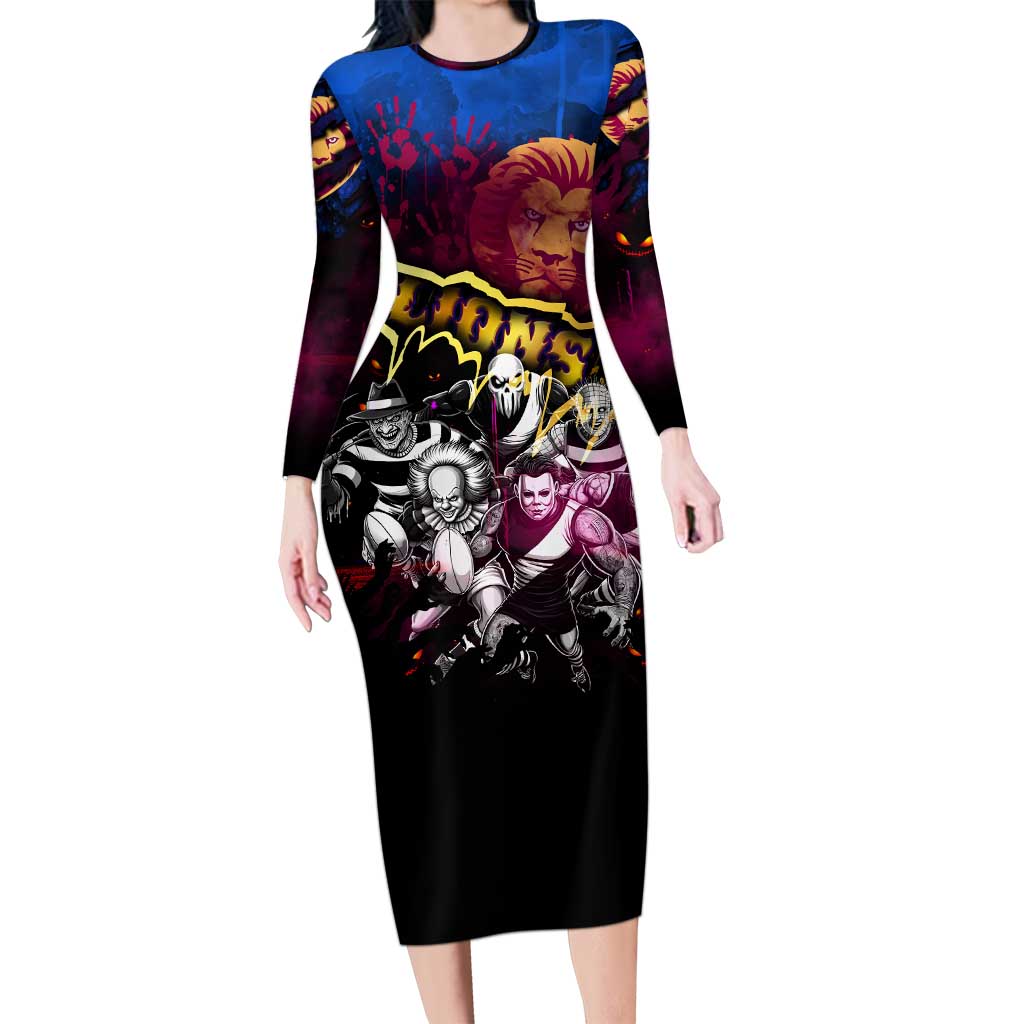 Step Into Horror Domain Lions Football Family Matching Long Sleeve Bodycon Dress and Hawaiian Shirt Halloween Horror Movie Characters - Aussie Hoodie