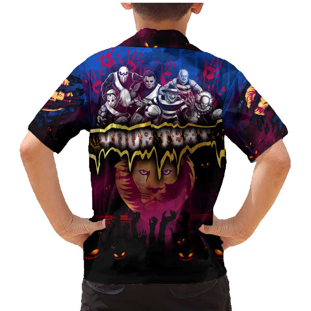 Step Into Horror Domain Lions Football Family Matching Mermaid Dress and Hawaiian Shirt Halloween Horror Movie Characters - Aussie Hoodie