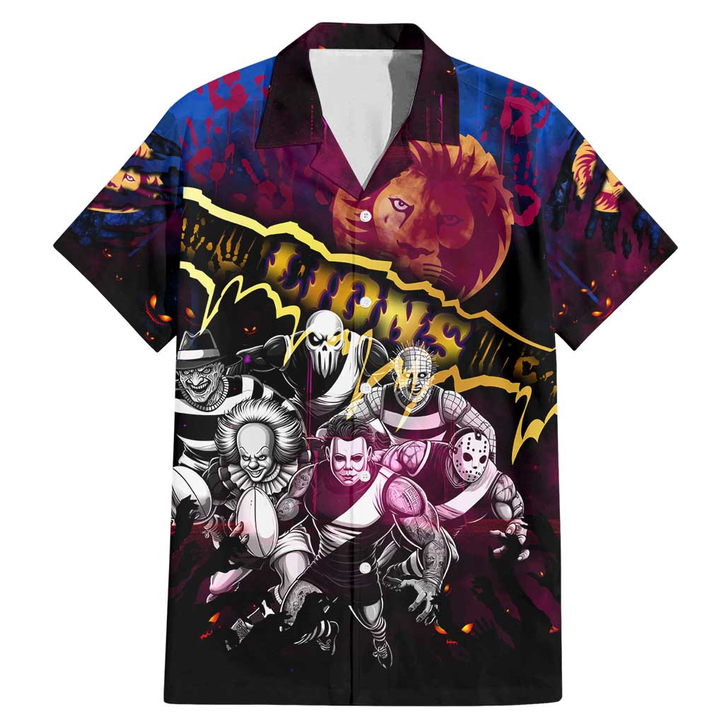 Step Into Horror Domain Lions Football Family Matching Mermaid Dress and Hawaiian Shirt Halloween Horror Movie Characters - Aussie Hoodie