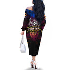 Step Into Horror Domain Lions Football Family Matching Off The Shoulder Long Sleeve Dress and Hawaiian Shirt Halloween Horror Movie Characters - Aussie Hoodie