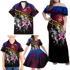 Step Into Horror Domain Lions Football Family Matching Off Shoulder Maxi Dress and Hawaiian Shirt Halloween Horror Movie Characters - Aussie Hoodie