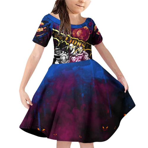 Step Into Horror Domain Lions Football Family Matching Off Shoulder Short Dress and Hawaiian Shirt Halloween Horror Movie Characters - Aussie Hoodie