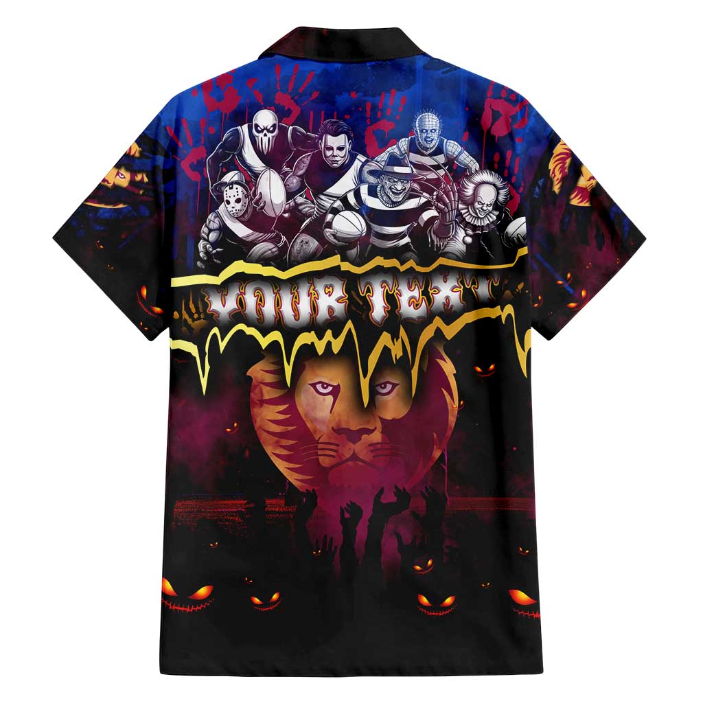 Step Into Horror Domain Lions Football Family Matching Off Shoulder Short Dress and Hawaiian Shirt Halloween Horror Movie Characters - Aussie Hoodie
