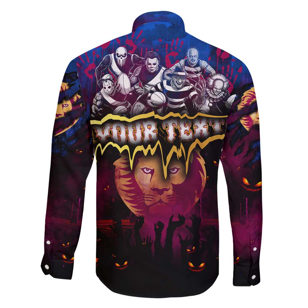 Step Into Horror Domain Lions Football Family Matching Off Shoulder Short Dress and Hawaiian Shirt Halloween Horror Movie Characters - Aussie Hoodie