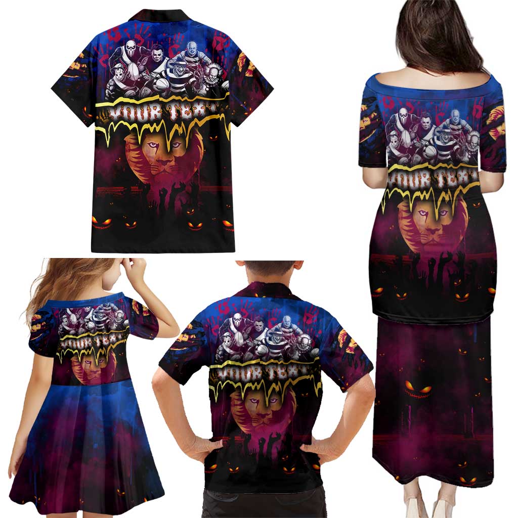 Step Into Horror Domain Lions Football Family Matching Puletasi and Hawaiian Shirt Halloween Horror Movie Characters - Aussie Hoodie