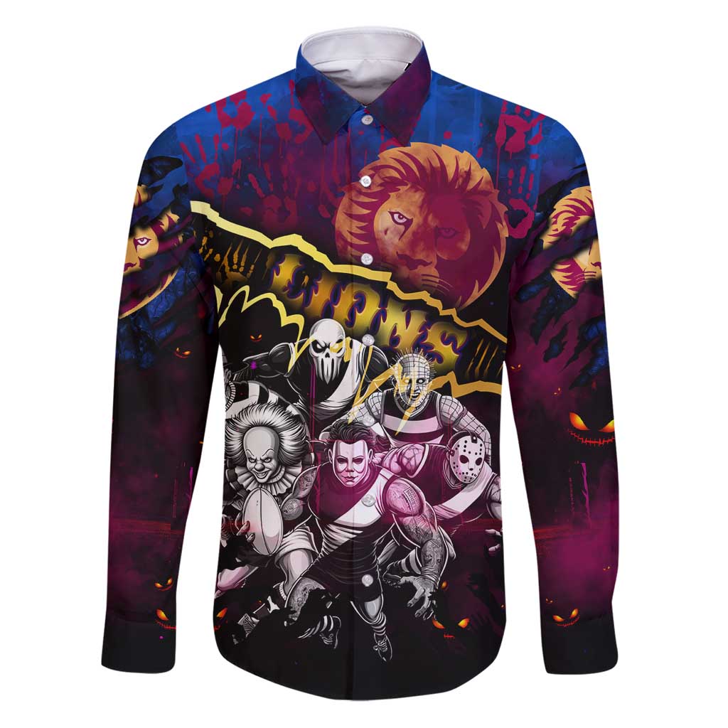 Step Into Horror Domain Lions Football Family Matching Puletasi and Hawaiian Shirt Halloween Horror Movie Characters - Aussie Hoodie