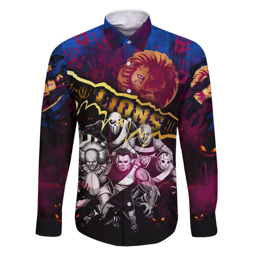 Step Into Horror Domain Lions Football Family Matching Puletasi and Hawaiian Shirt Halloween Horror Movie Characters - Aussie Hoodie