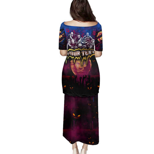 Step Into Horror Domain Lions Football Family Matching Puletasi and Hawaiian Shirt Halloween Horror Movie Characters - Aussie Hoodie