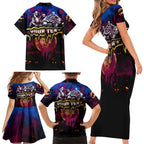 Step Into Horror Domain Lions Football Family Matching Short Sleeve Bodycon Dress and Hawaiian Shirt Halloween Horror Movie Characters - Aussie Hoodie