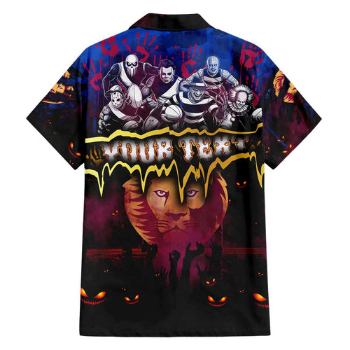 Step Into Horror Domain Lions Football Family Matching Short Sleeve Bodycon Dress and Hawaiian Shirt Halloween Horror Movie Characters - Aussie Hoodie