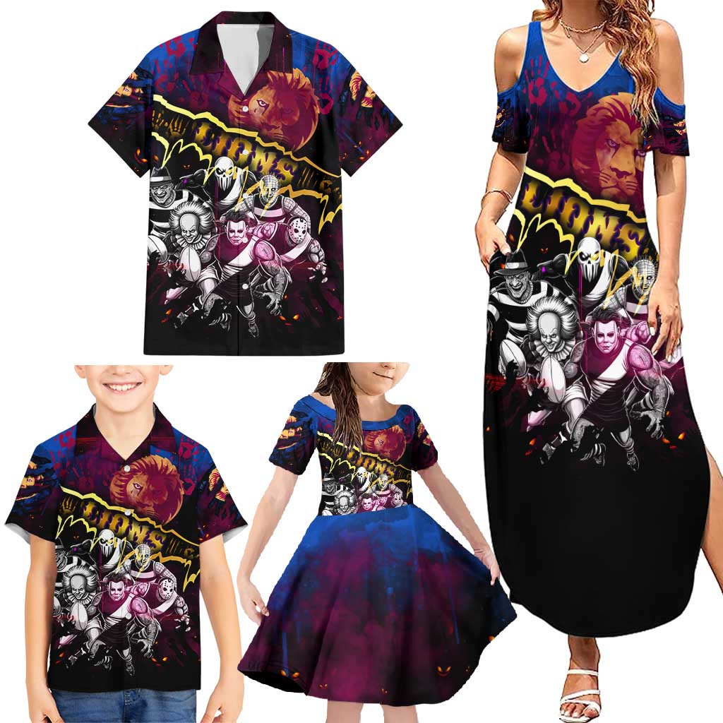 Step Into Horror Domain Lions Football Family Matching Summer Maxi Dress and Hawaiian Shirt Halloween Horror Movie Characters - Aussie Hoodie
