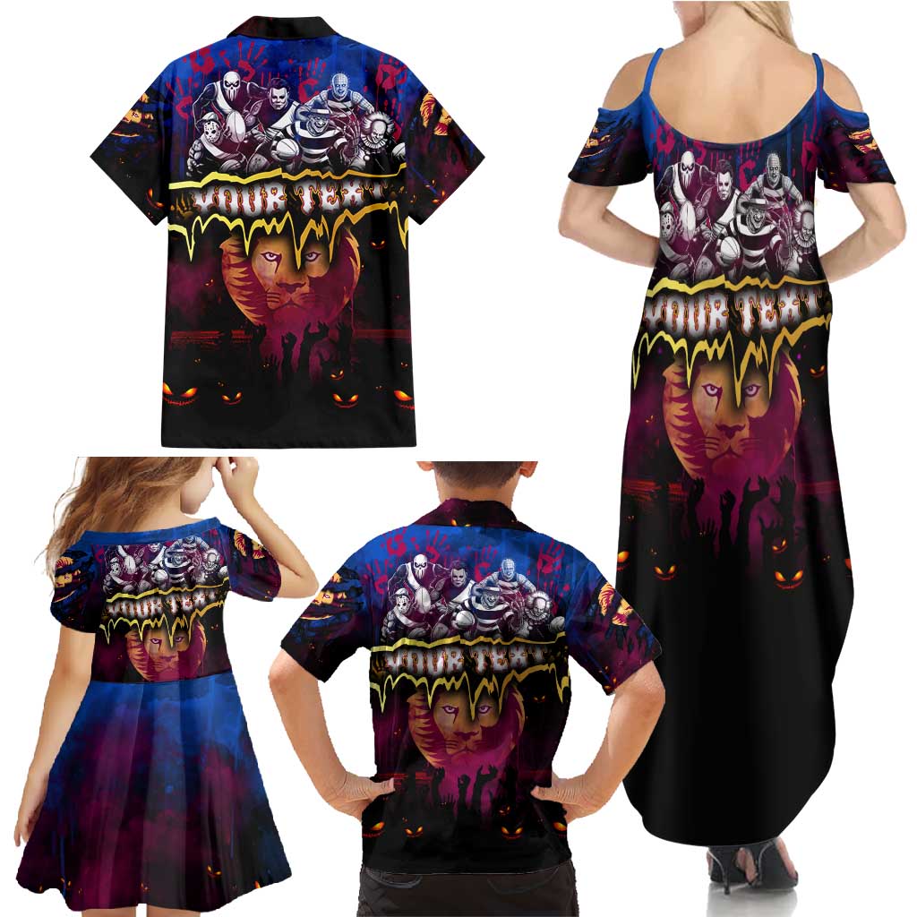 Step Into Horror Domain Lions Football Family Matching Summer Maxi Dress and Hawaiian Shirt Halloween Horror Movie Characters - Aussie Hoodie