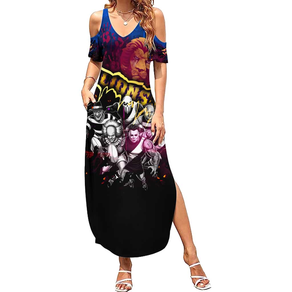 Step Into Horror Domain Lions Football Family Matching Summer Maxi Dress and Hawaiian Shirt Halloween Horror Movie Characters - Aussie Hoodie