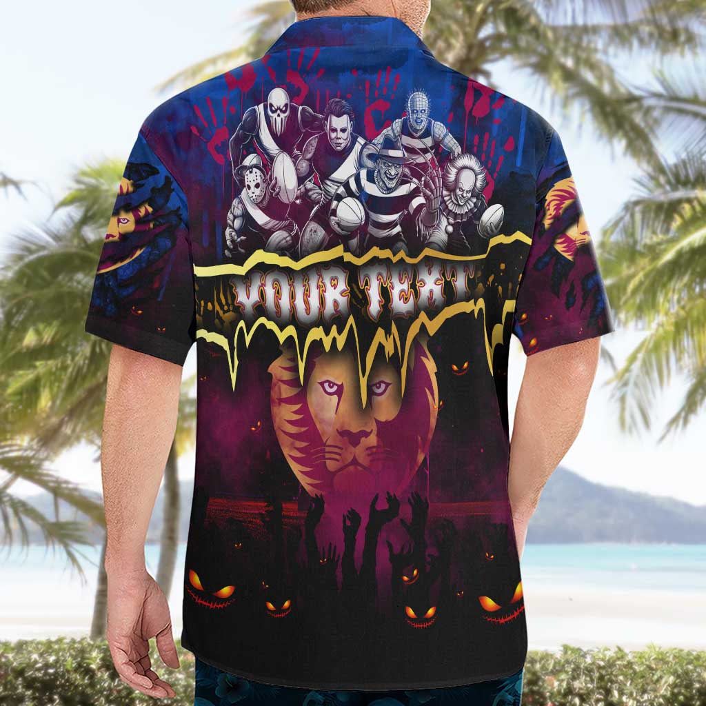 Step Into Horror Domain Lions Football Hawaiian Shirt Halloween Horror Movie Characters - Aussie Hoodie
