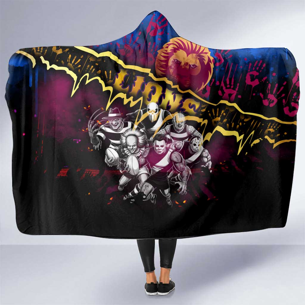 Step Into Horror Domain Lions Football Hooded Blanket Halloween Horror Movie Characters - Aussie Hoodie