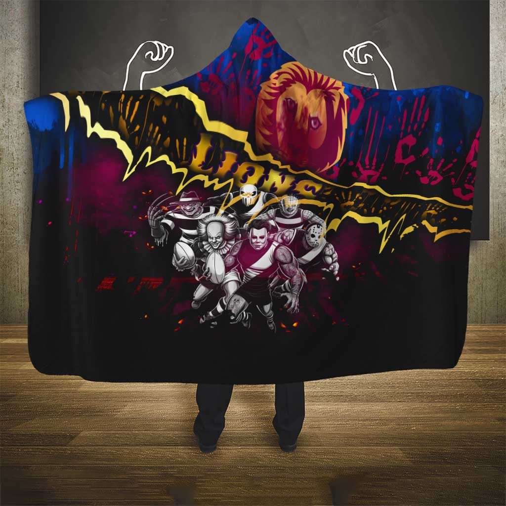 Step Into Horror Domain Lions Football Hooded Blanket Halloween Horror Movie Characters - Aussie Hoodie