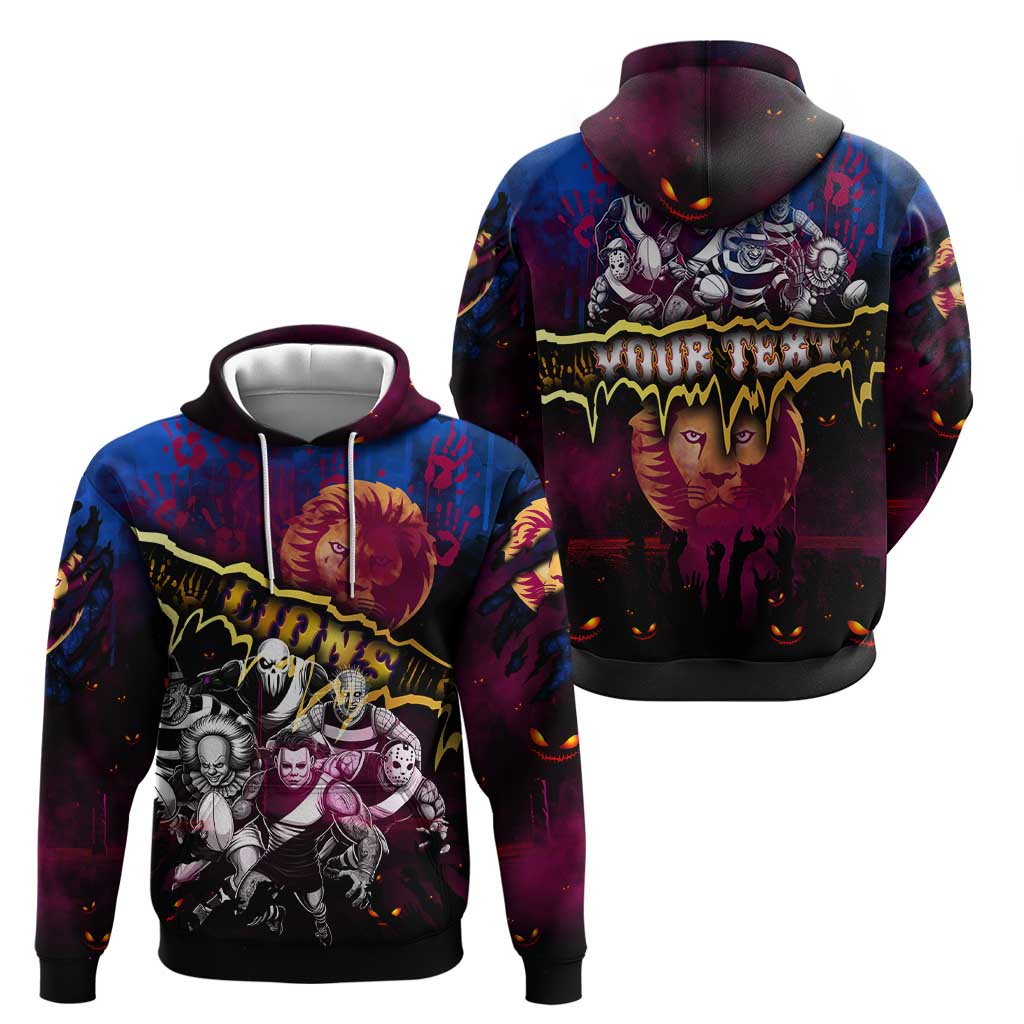 Step Into Horror Domain Lions Football Hoodie Halloween Horror Movie Characters - Aussie Hoodie