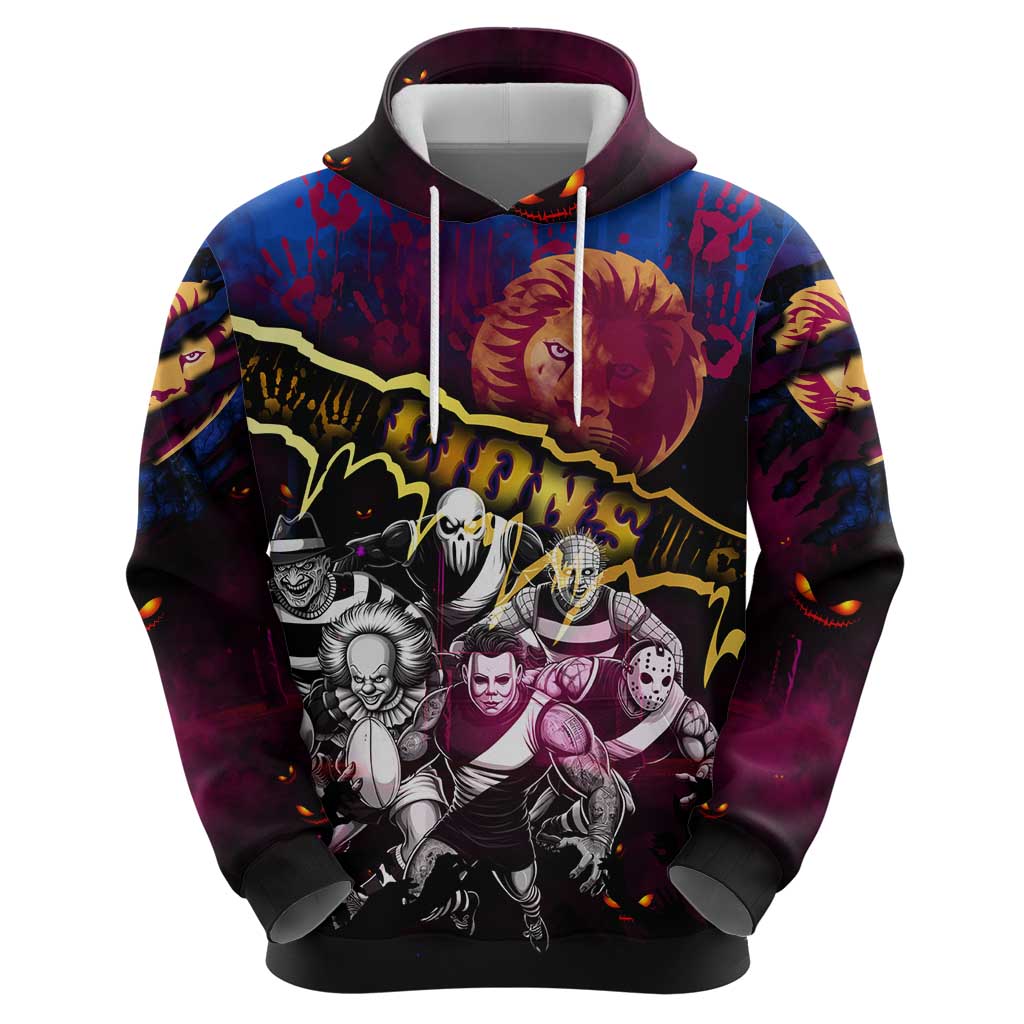 Step Into Horror Domain Lions Football Hoodie Halloween Horror Movie Characters - Aussie Hoodie