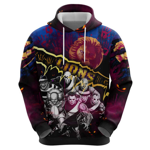 Step Into Horror Domain Lions Football Hoodie Halloween Horror Movie Characters - Aussie Hoodie