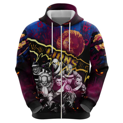 Step Into Horror Domain Lions Football Hoodie Halloween Horror Movie Characters - Aussie Hoodie