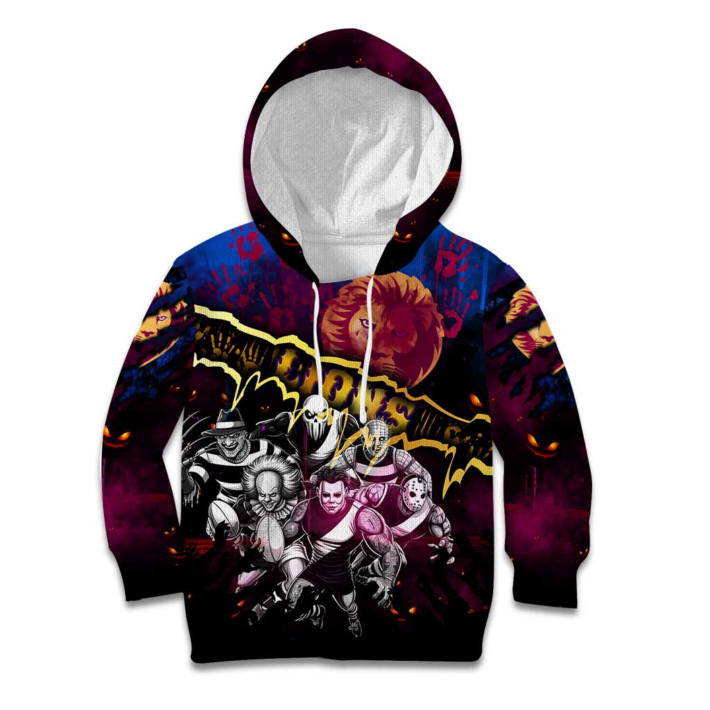 Step Into Horror Domain Lions Football Kid Hoodie Halloween Horror Movie Characters - Aussie Hoodie