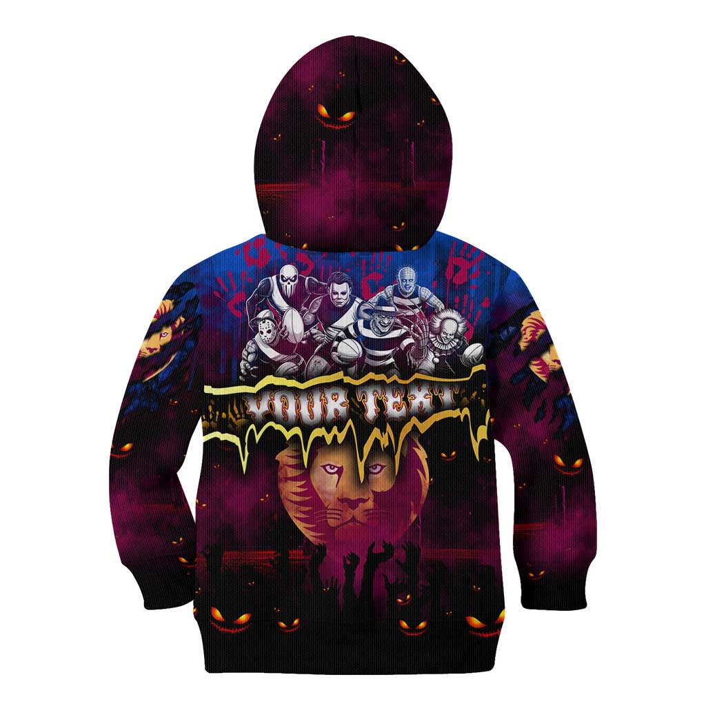Step Into Horror Domain Lions Football Kid Hoodie Halloween Horror Movie Characters - Aussie Hoodie