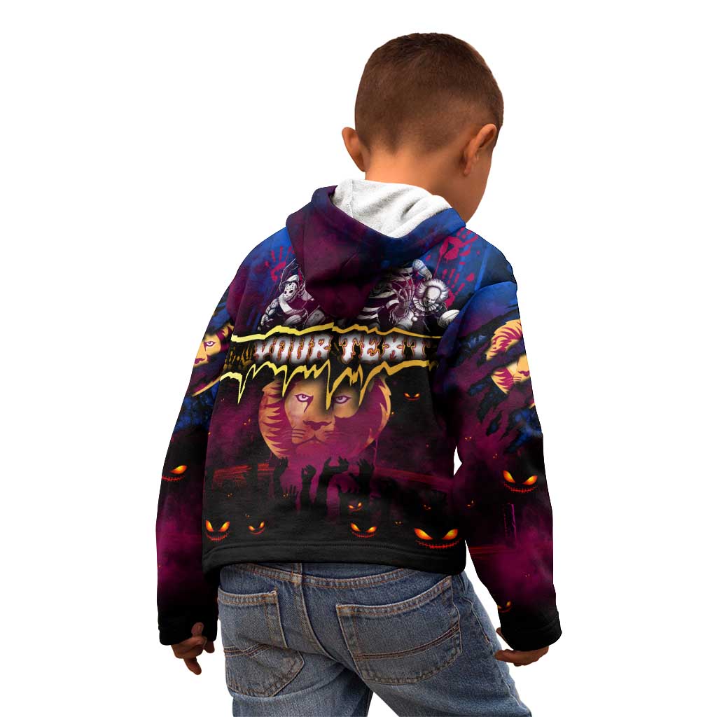 Step Into Horror Domain Lions Football Kid Hoodie Halloween Horror Movie Characters - Aussie Hoodie