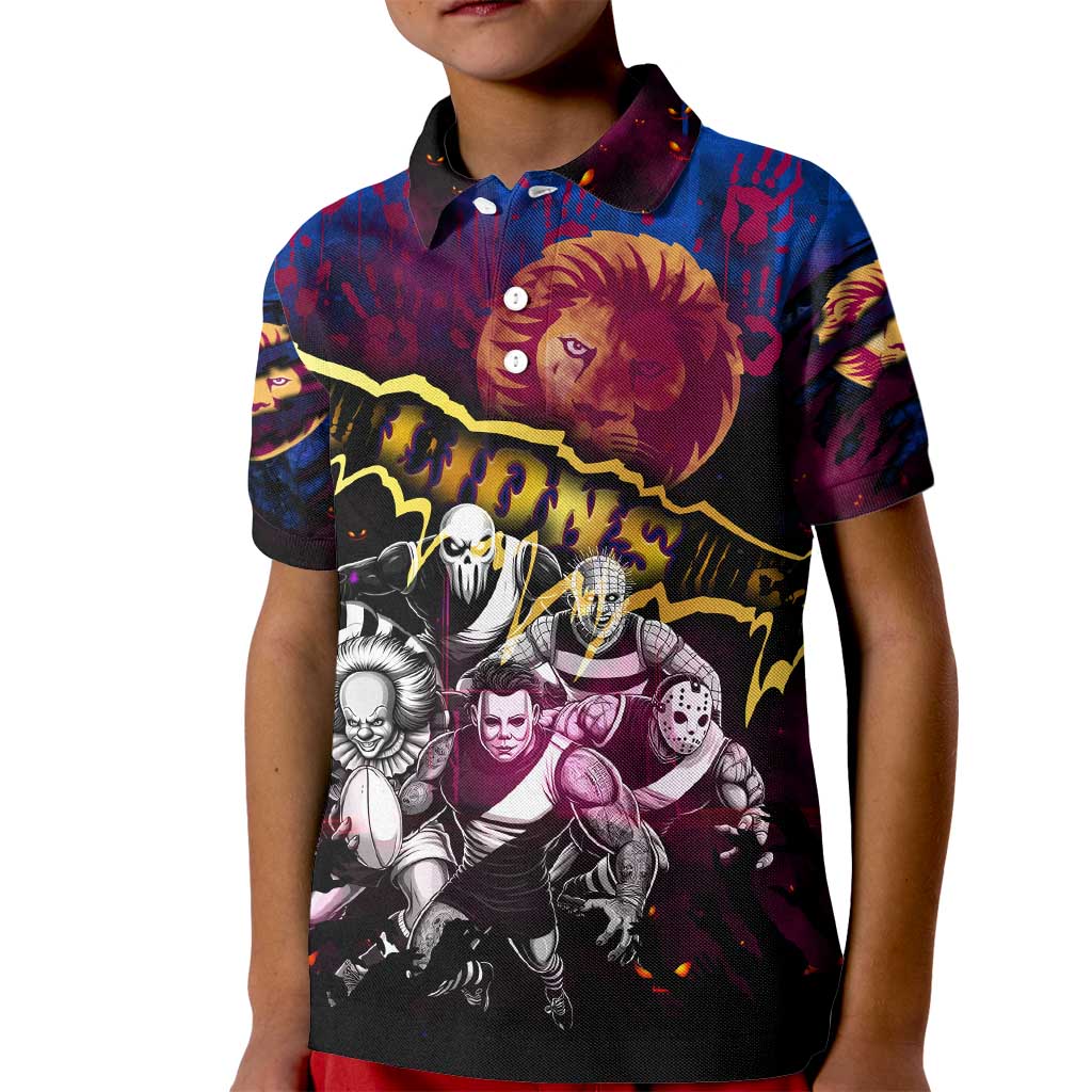 Step Into Horror Domain Lions Football Kid Polo Shirt Halloween Horror Movie Characters - Aussie Hoodie