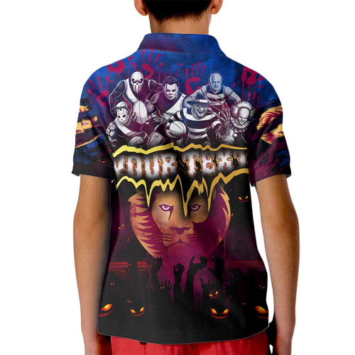 Step Into Horror Domain Lions Football Kid Polo Shirt Halloween Horror Movie Characters - Aussie Hoodie