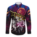 Step Into Horror Domain Lions Football Long Sleeve Button Shirt Halloween Horror Movie Characters - Aussie Hoodie