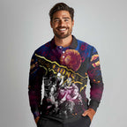 Step Into Horror Domain Lions Football Long Sleeve Polo Shirt Halloween Horror Movie Characters - Aussie Hoodie