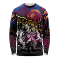 Step Into Horror Domain Lions Football Long Sleeve Shirt Halloween Horror Movie Characters - Aussie Hoodie