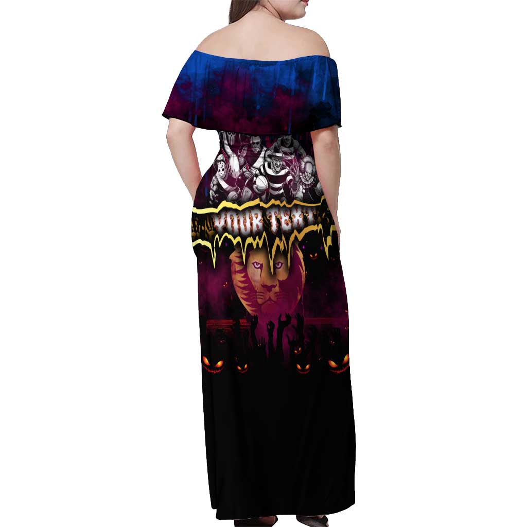 Step Into Horror Domain Lions Football Off Shoulder Maxi Dress Halloween Horror Movie Characters - Aussie Hoodie