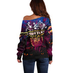 Step Into Horror Domain Lions Football Off Shoulder Sweater Halloween Horror Movie Characters - Aussie Hoodie