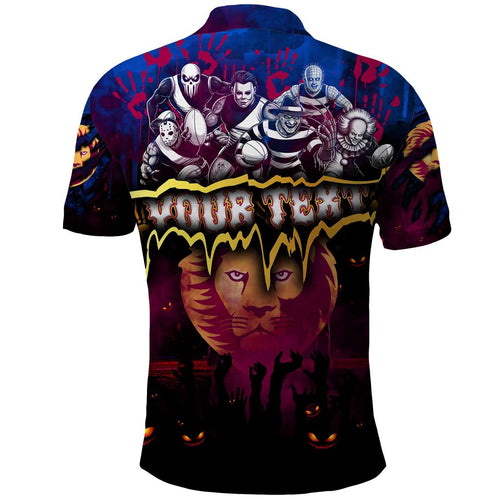 Step Into Horror Domain Lions Football Polo Shirt Halloween Horror Movie Characters - Aussie Hoodie