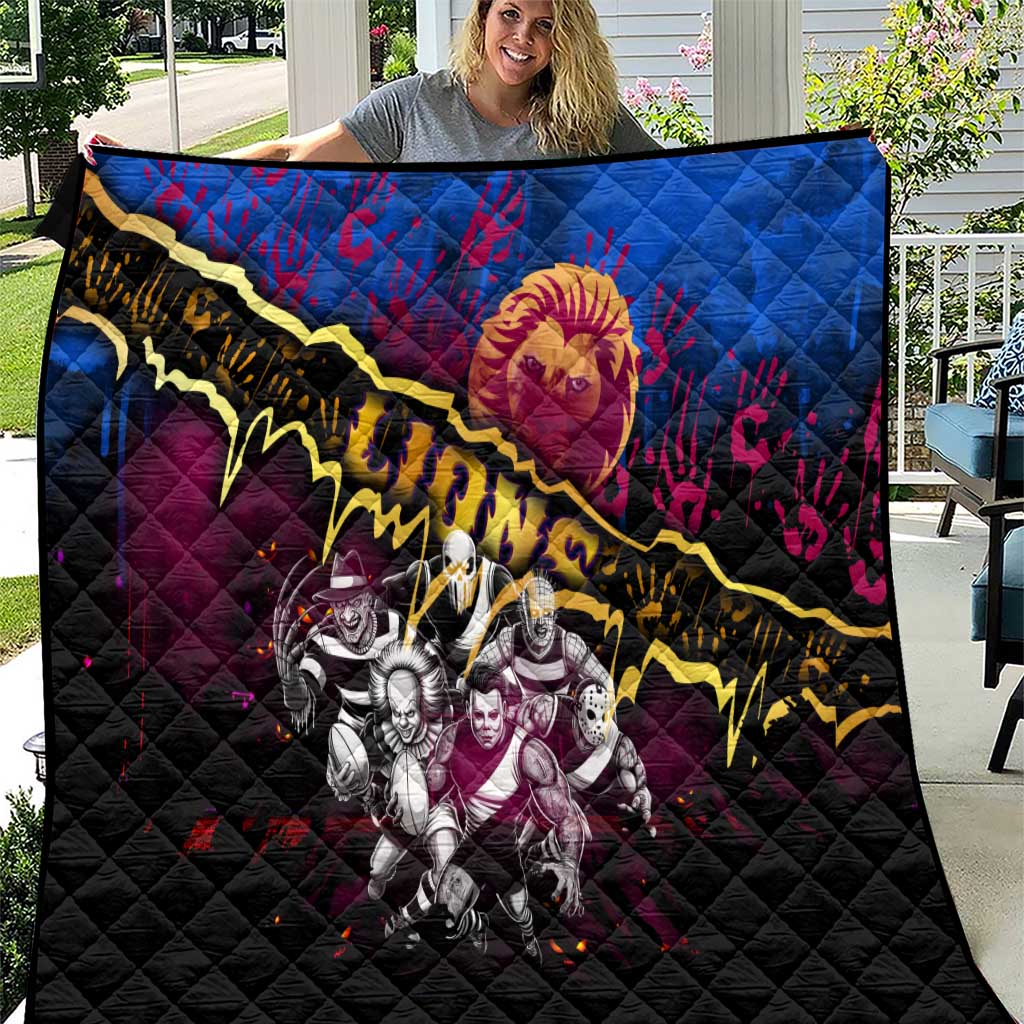 Step Into Horror Domain Lions Football Quilt Halloween Horror Movie Characters - Aussie Hoodie