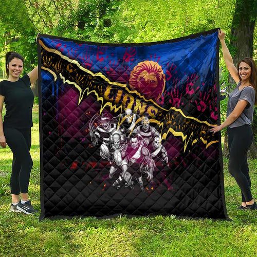 Step Into Horror Domain Lions Football Quilt Halloween Horror Movie Characters - Aussie Hoodie