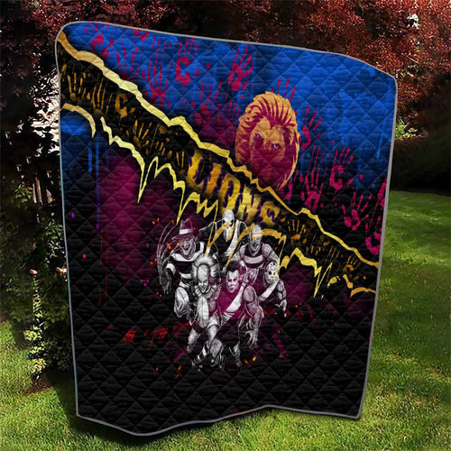 Step Into Horror Domain Lions Football Quilt Halloween Horror Movie Characters - Aussie Hoodie