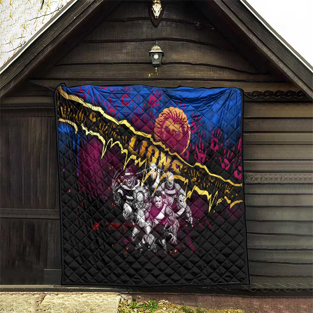 Step Into Horror Domain Lions Football Quilt Halloween Horror Movie Characters - Aussie Hoodie