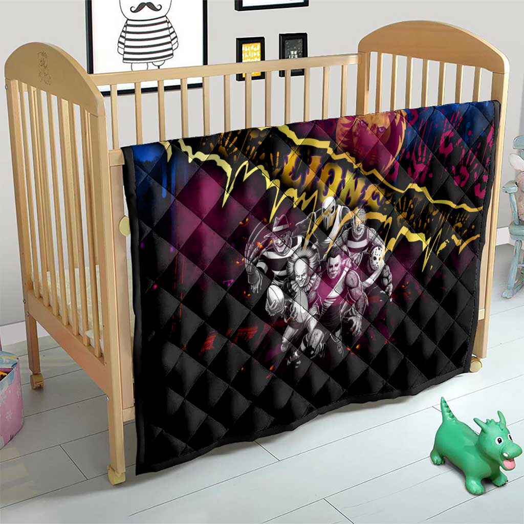 Step Into Horror Domain Lions Football Quilt Halloween Horror Movie Characters - Aussie Hoodie