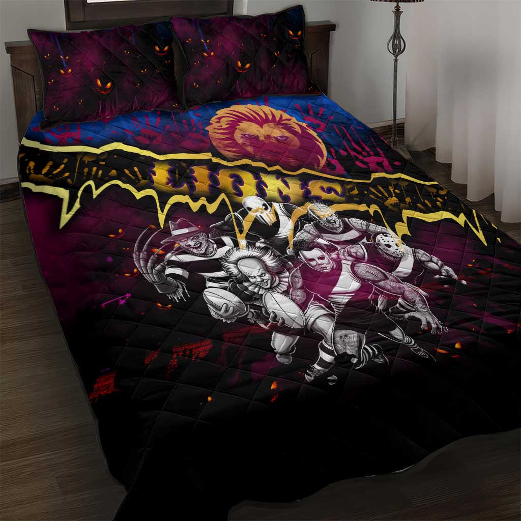 Step Into Horror Domain Lions Football Quilt Bed Set Halloween Horror Movie Characters - Aussie Hoodie