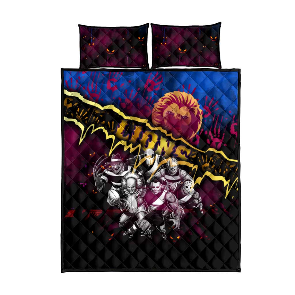 Step Into Horror Domain Lions Football Quilt Bed Set Halloween Horror Movie Characters - Aussie Hoodie