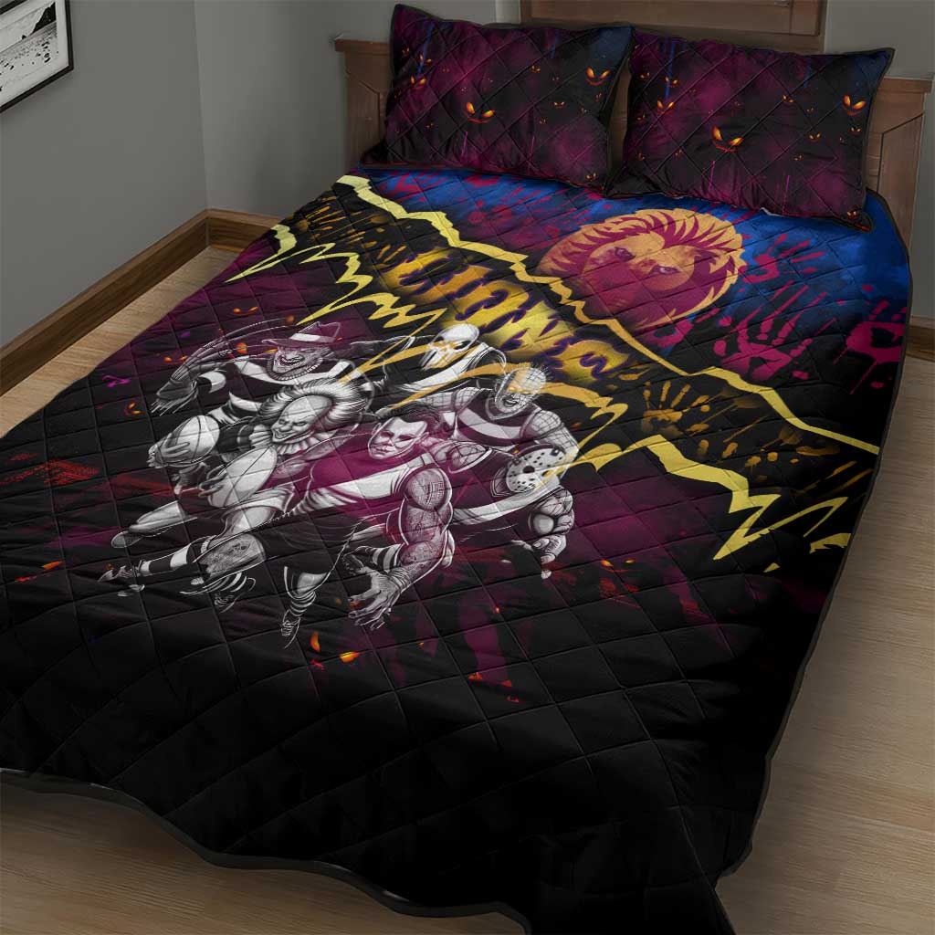 Step Into Horror Domain Lions Football Quilt Bed Set Halloween Horror Movie Characters - Aussie Hoodie