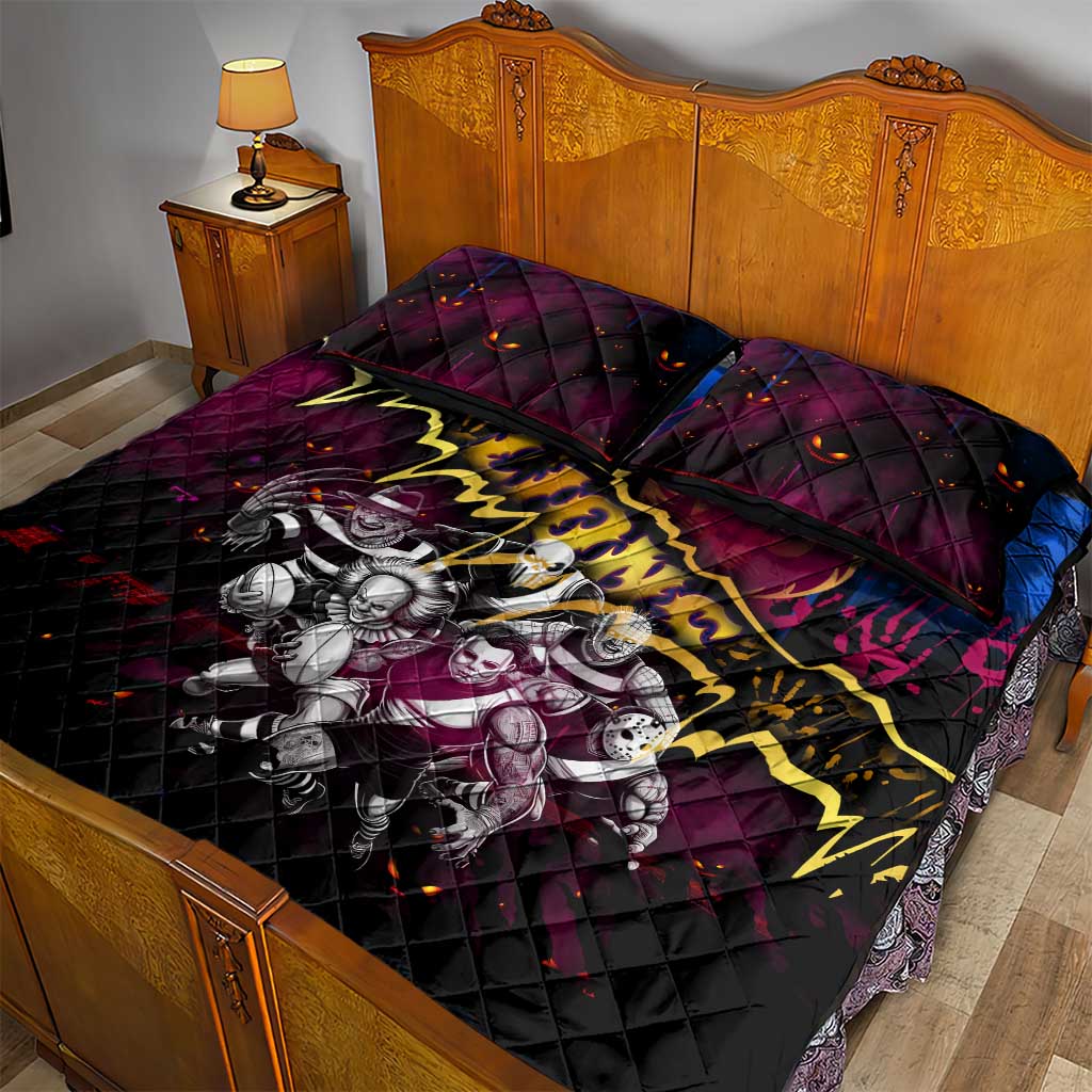 Step Into Horror Domain Lions Football Quilt Bed Set Halloween Horror Movie Characters - Aussie Hoodie