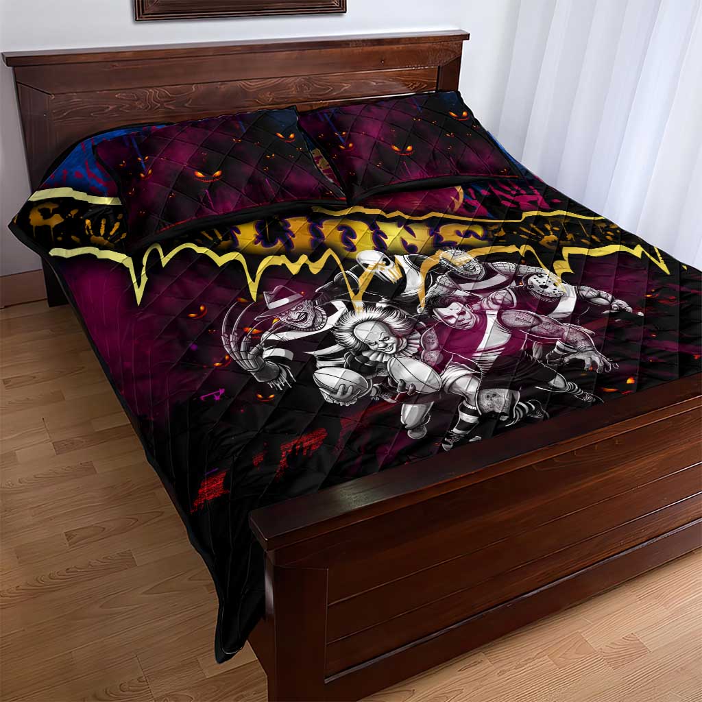 Step Into Horror Domain Lions Football Quilt Bed Set Halloween Horror Movie Characters - Aussie Hoodie
