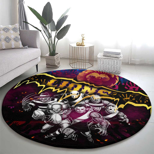 Step Into Horror Domain Lions Football Round Carpet Halloween Horror Movie Characters - Aussie Hoodie
