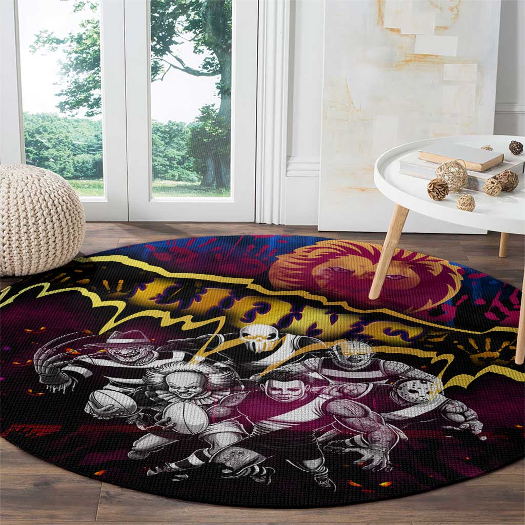Step Into Horror Domain Lions Football Round Carpet Halloween Horror Movie Characters - Aussie Hoodie