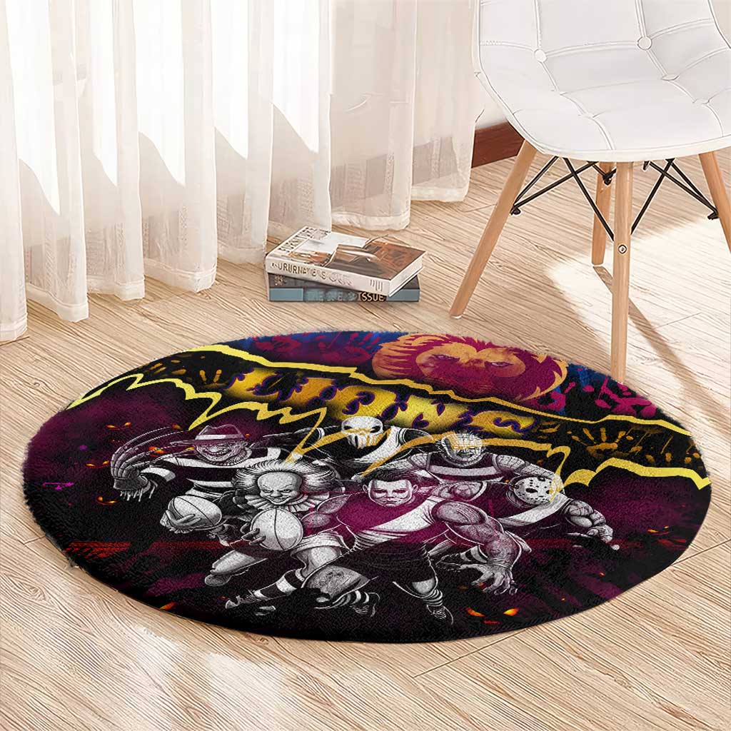 Step Into Horror Domain Lions Football Round Carpet Halloween Horror Movie Characters - Aussie Hoodie