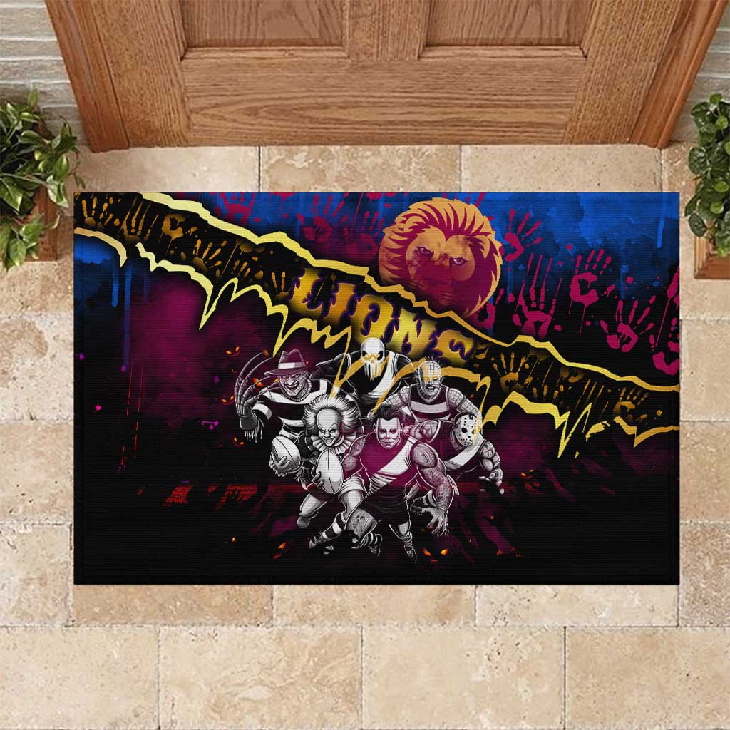 Step Into Horror Domain Lions Football Rubber Doormat Halloween Horror Movie Characters - Aussie Hoodie